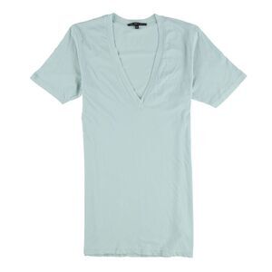 TRULY MADLY DEEPLY Womens Solid Deep V-neck Basic T-Shirt, mint, M